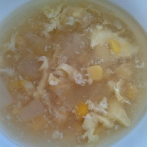 玉ねぎとコーンの中華スープ